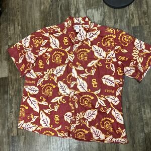 Vintage REYN SPOONER Team Trojans Red Gold USC College Aloha Hawaiian Shirt 4XL